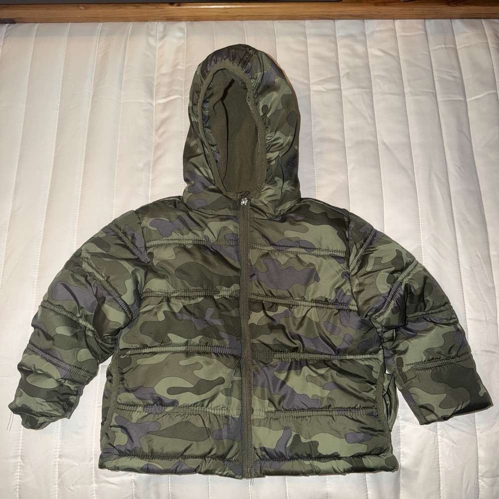 Healthtex camo puffy 18 Months jacket Outdoor green pockets fleece lined Boys